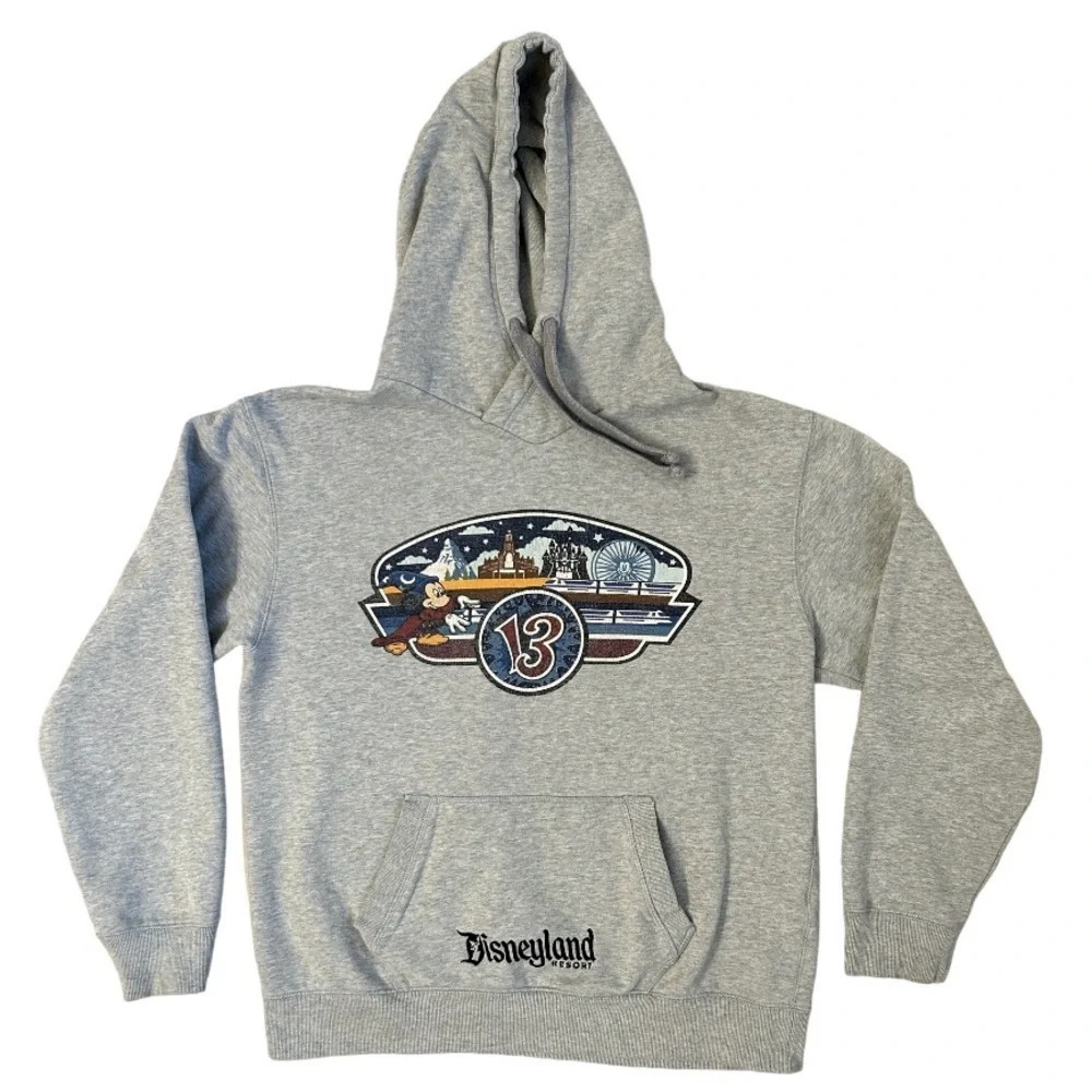 Disney Parks Grey Graphic Mickey Mouse Hoodie Size Small